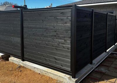 Black Stained Wood & Metal Horizontal Fence Equipment Enclosure
